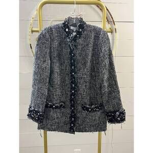 NEW LAURA MAX women's jeweled jacket in black/gray